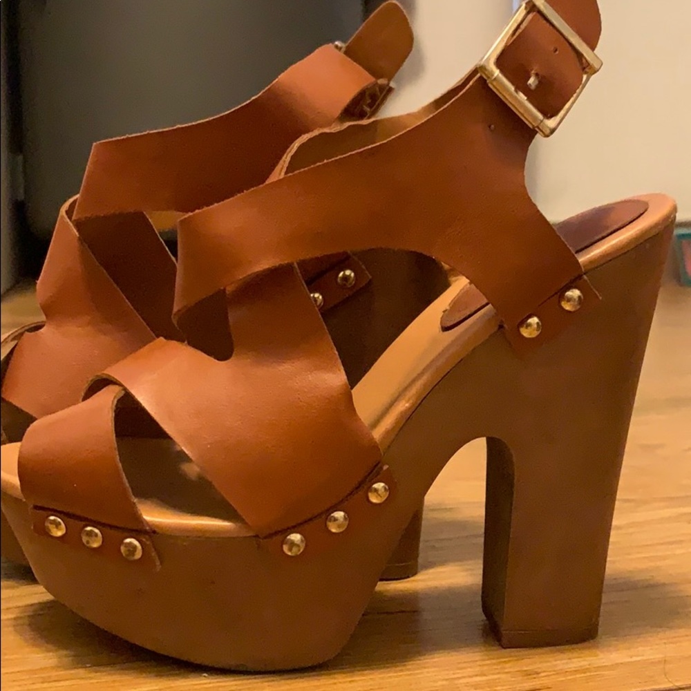 Cognac Clog Heels